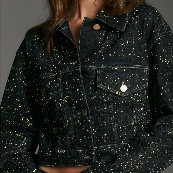 Closed Paint Splatter Cropped Denim Trucker Jacket - Picture 3 of 8